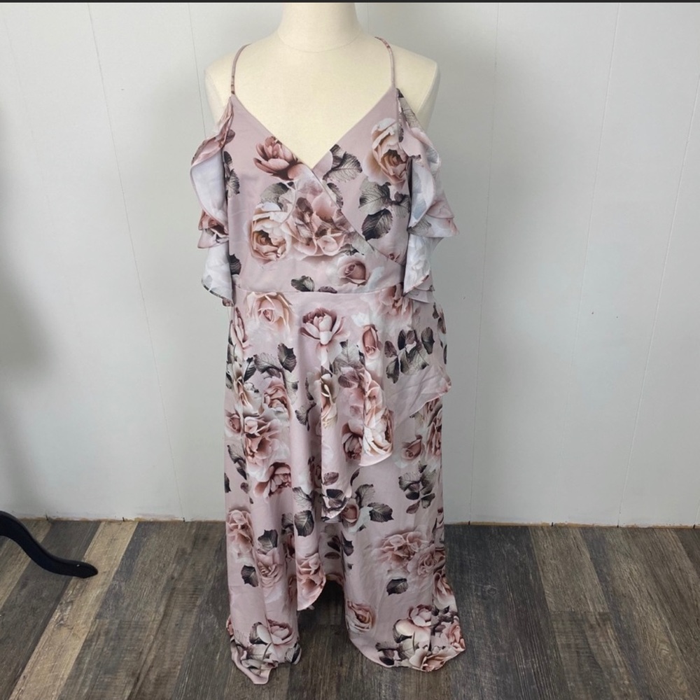 City Chic Champagne Rose Cold Shoulder Maxi